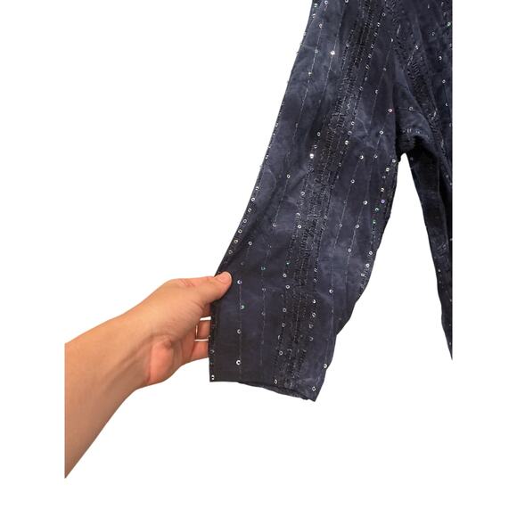 Vintage Womens Fairy Shirt Plus Size 3X Blue Sequin Embroidered Crochet Boho Y2K - Picture 6 of 8